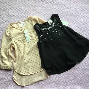 NWT girls black and blush’s blouses size 8